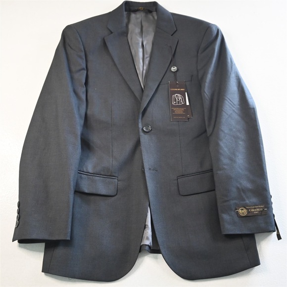 New Caravelli 34S 28x34 Gray Super 150Ss Oxford Mens Jacket Pants Suit - Picture 2 of 12
